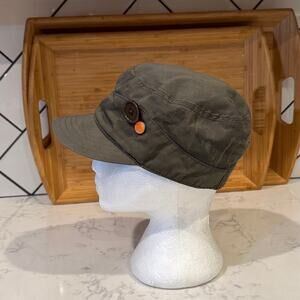 Vintage Burton Green Cadet Button Orange Logo Button Hat Y2K snowboard